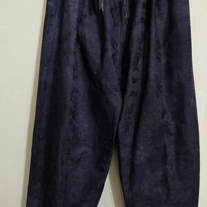 True Vintage 1970-1980 Women's Jaqard Floral Pants Wt Gold Embrodery Hem Sz L